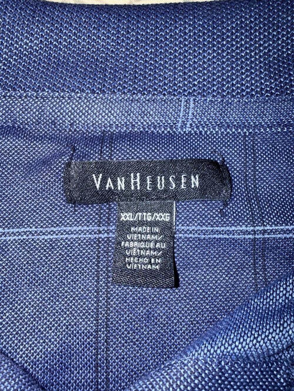 Van Heusen Mens XXL Blue Check Plaid Short Sleeve Polo Shirt - Picture 3 of 5